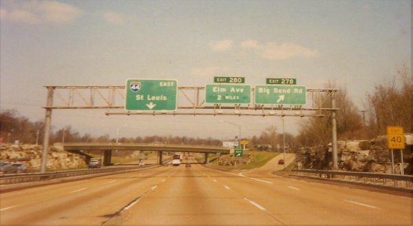 Interstate 44 East at Exit 278, Big Bend Rd exit (1991)