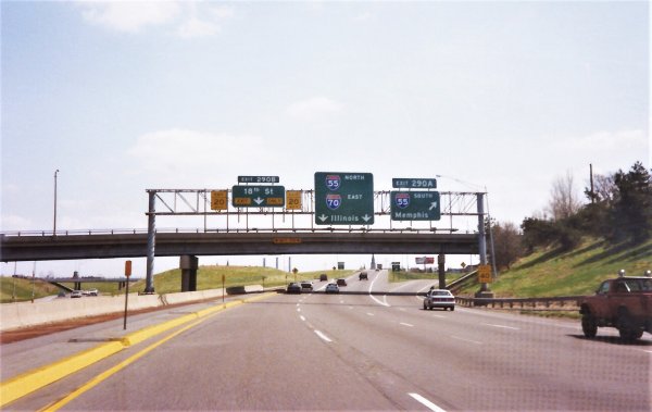 Interstate 44 East at Exits 290B-A, 18th St/Interstate 55 South exit (1992)